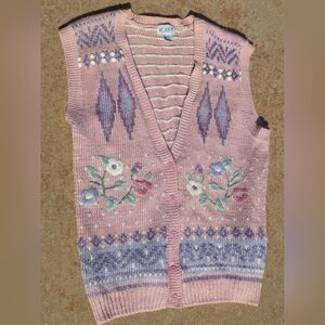 Koret Pink and Purple Floral Knit Cardigan